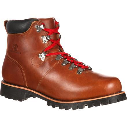 red lace hiking boot