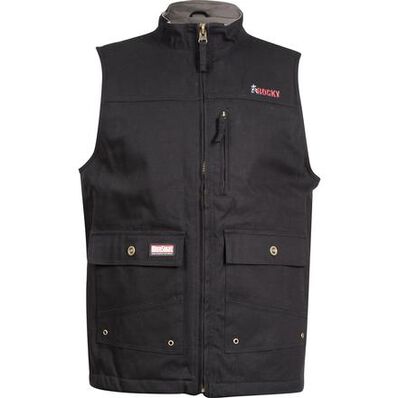Rocky WorkSmart Men's Canvas Vest, NEGRO, large