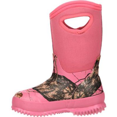 Bota térmica e impermeable de caucho de camuflaje rosado para niñas adolescentes Rocky Core, , large